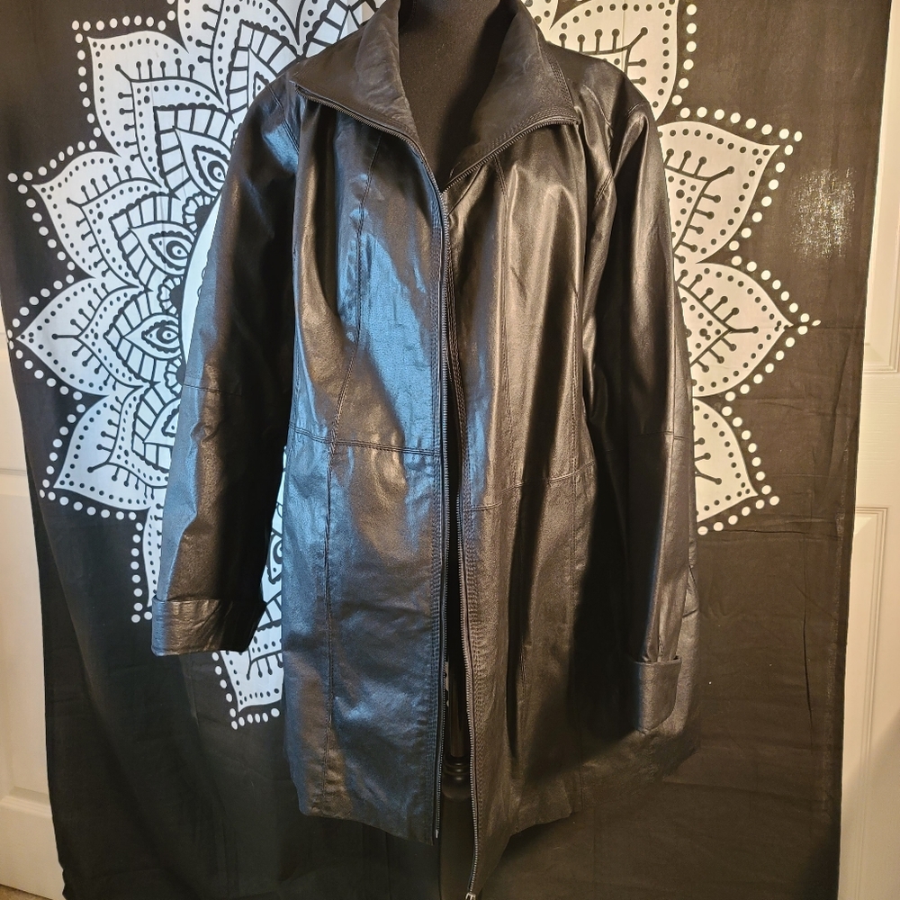 Roman's leather zip car coat 28W